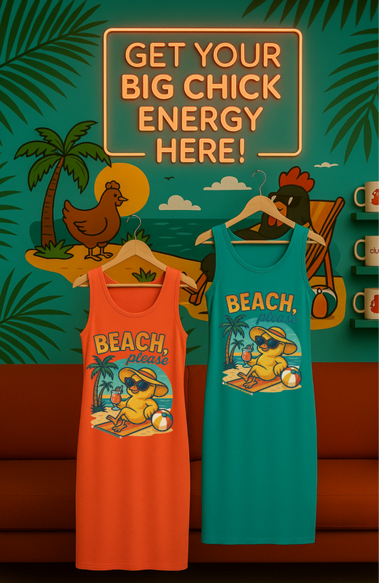 "Beach, please" Racerback Tank Dress by ChickenPop Apparel Co