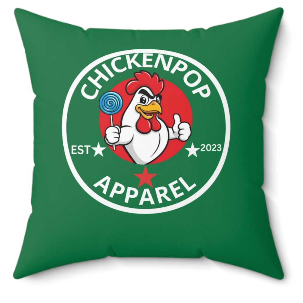 Original ChickenPop Logo Spun Polyester Square Pillow Red