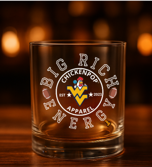 Handcrafted Big Rich Energy Whiskey Glass - 10oz