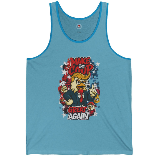 Make the Coop Great Again Ribbed Tank – Cock-a-Doodle-Don Presidential  Poultry 🐔🍹