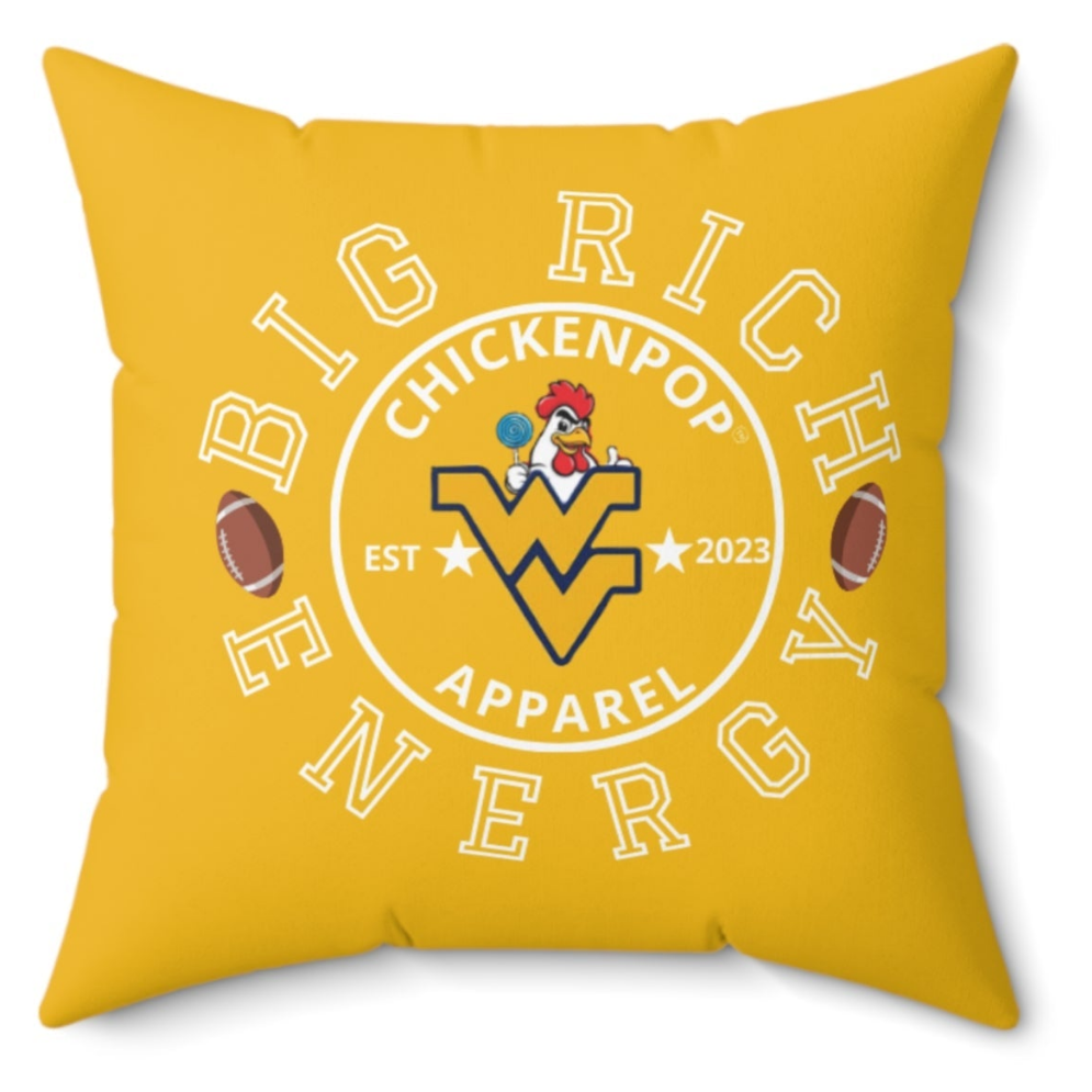 ChickenPop Big Rich Energy Logo Spun Polyester Square Pillow Gold