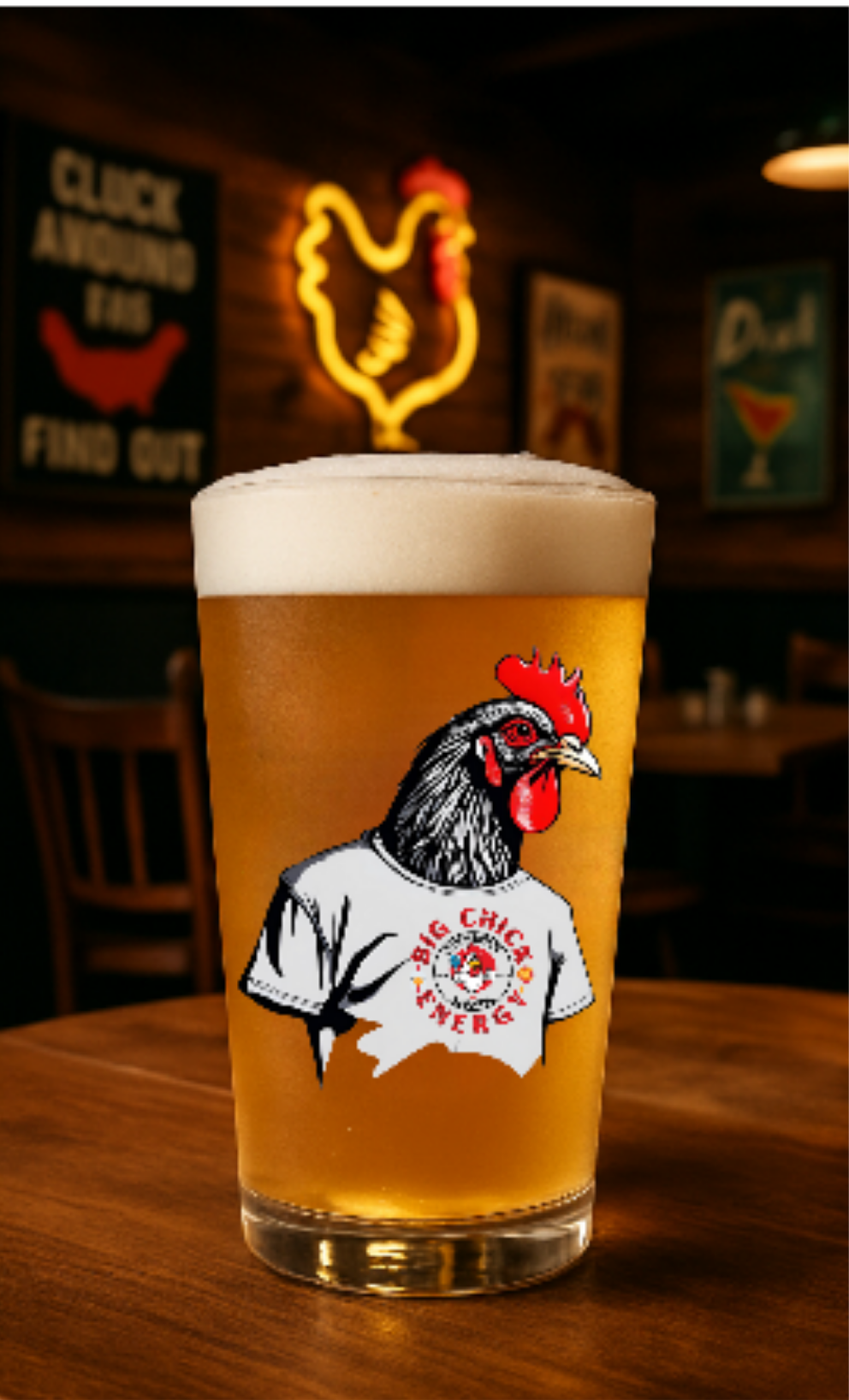 Big Chick Energy  16 oz. Pint Beer Glass