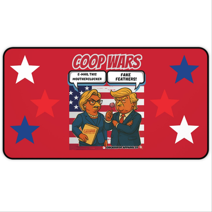 Coop Wars™ Desk Mat – Political Chicken Fight | Hilaregg Cluckton vs. Cock-a-Doodle-Don Office Accessory