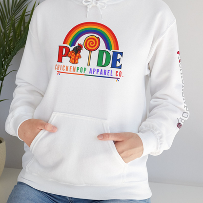 Pride Month Hoodie – ChickenPop Apparel | Rainbow Logo with Coop Daddy – Unisex LGBTQ+ Sweatshirt