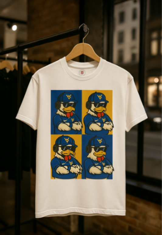 Warhol WVU Coop Daddy T-Shirt – Pop Art Coach Rooster Graphic Tee for Mountaineer Fans FREE SHIPPING