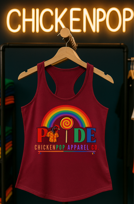 🏳️‍🌈 BCE Pride Racerback Tank – Cluck the Rules, Wear the Rainbow