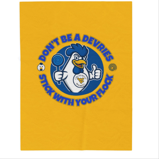 Don't Be A Devries Original Logo Velveteen Plush Blanket Gold