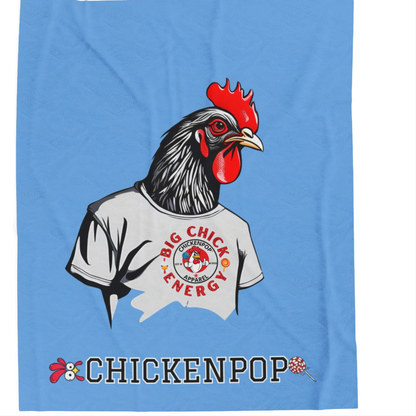 Giant Rooster Velveteen Plush Blanket Light Blue,