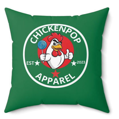 Original ChickenPop Logo Spun Polyester Square Pillow Red