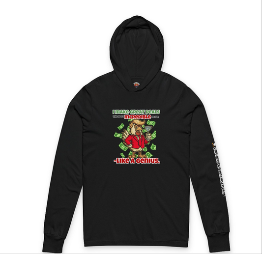 Like a Genius Hooded Long Sleeve Tee – Funny Political Rooster Hoodie Shirt | ChickenPop Apparel Co.