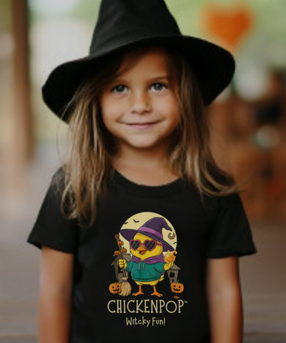 Sunny Witchy Chick Halloween Shirt: Kids' Trick-or-Treat Tee