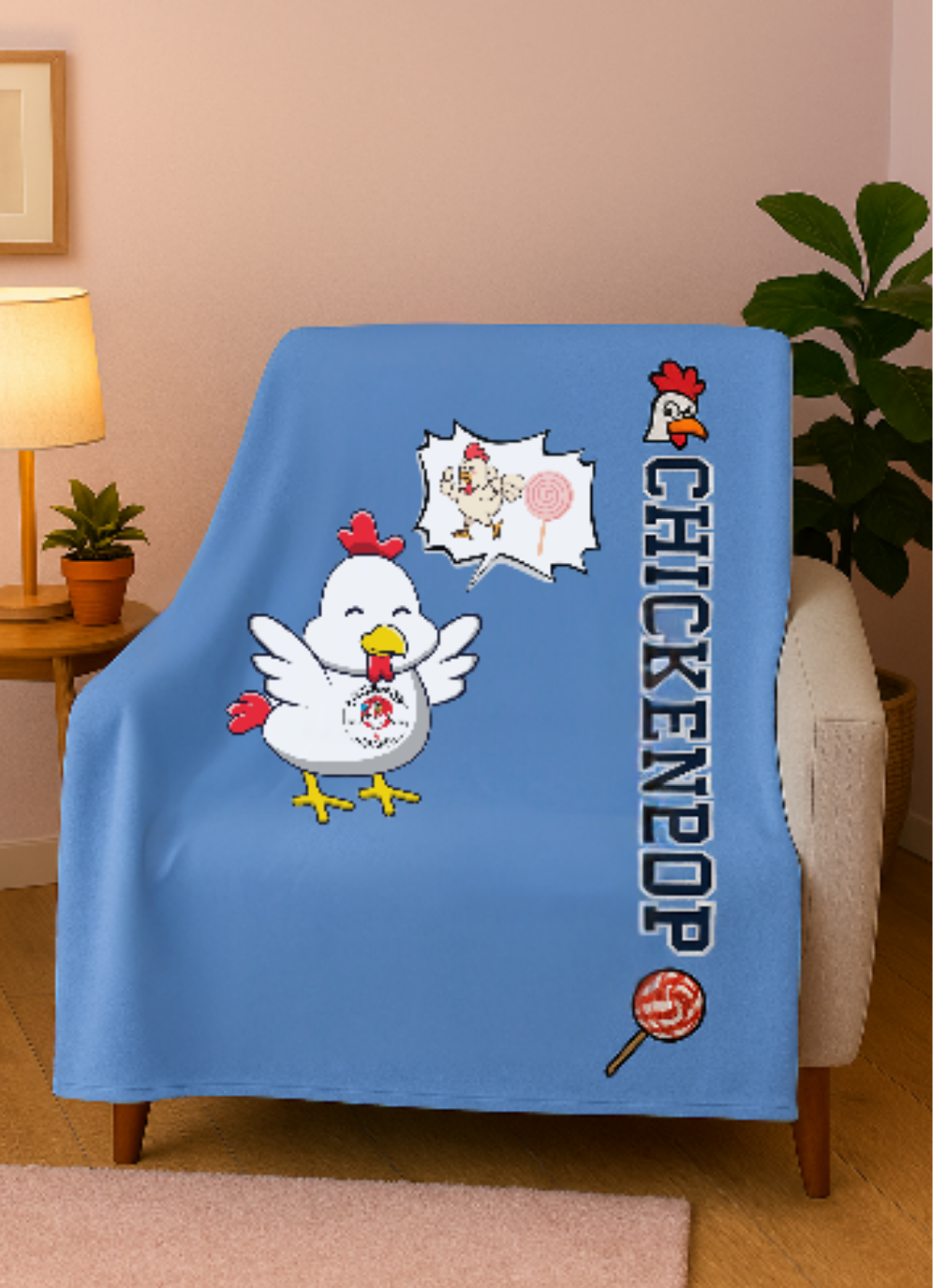 Dirty Mind Emoji Chick Velveteen Plush Blanket Carolina Blue
