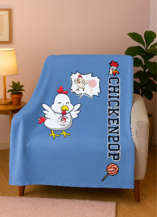 Dirty Mind Emoji Chick Velveteen Plush Blanket Carolina Blue