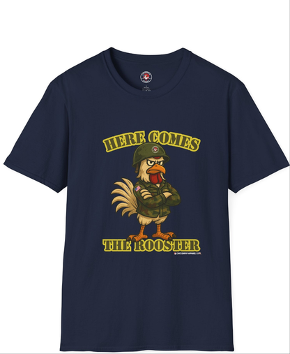 Here Comes the Rooster Music  Graphic Tee with Front & Back Print Unisex Rock T-Shirt