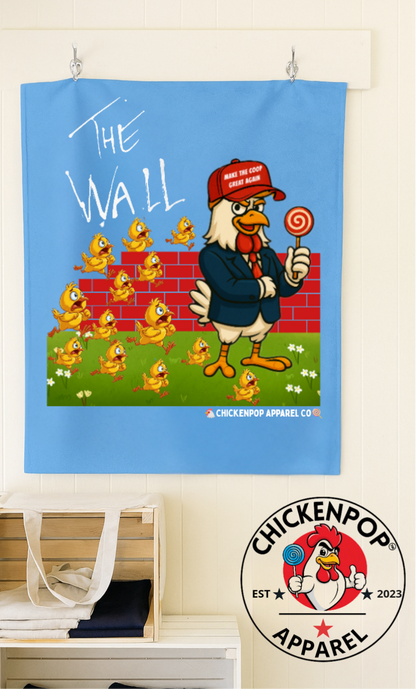 Another Chick Thru The Wall Velveteen Blanket – Funny Political Chicken Throw | Soft, L Satire Blanket for Couch, Bed, or Statement Decor