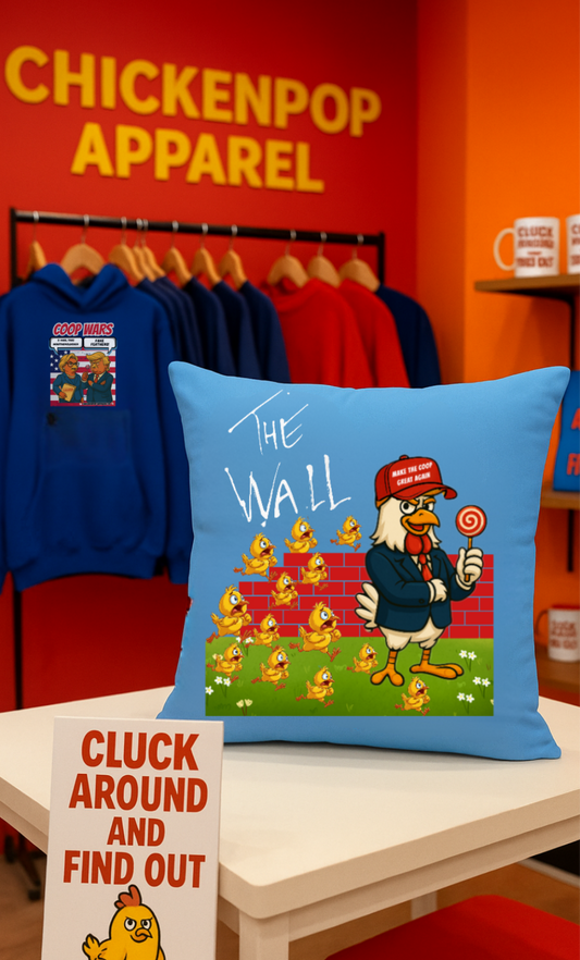 Another Chick Thru The Wall Throw Pillow – Bold Political Chicken Graphic Cushion | Soft & Sassy Accent Pillow for Couch, Bed, or Chair