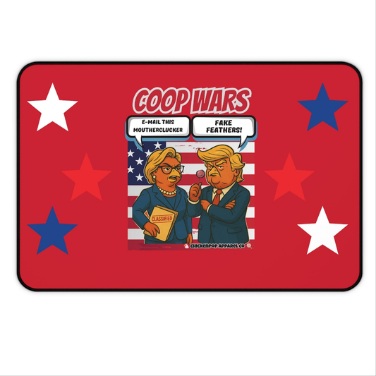 Coop Wars™ Desk Mat – Political Chicken Fight | Hilaregg Cluckton vs. Cock-a-Doodle-Don Office Accessory