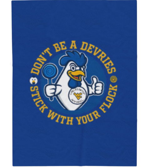 Don't Be A Devries Original Logo Velveteen Plush Blanket Royal Blue