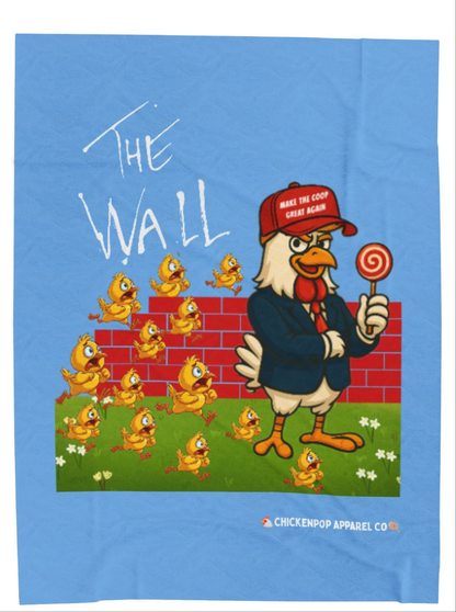 Another Chick Thru The Wall Velveteen Blanket – Funny Political Chicken Throw | Soft, L Satire Blanket for Couch, Bed, or Statement Decor