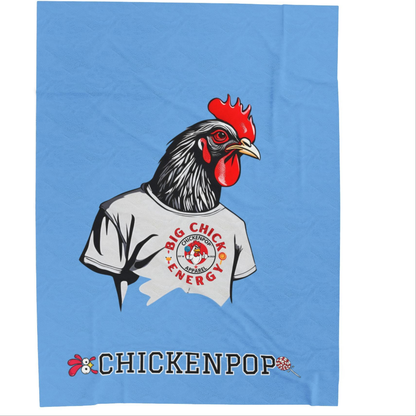 Giant Rooster Velveteen Plush Blanket Light Blue,