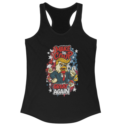 Make the Coop Great Again Racerback Tank – Cock-a-Doodle-Don Presidential  Poultry 🐔🍹