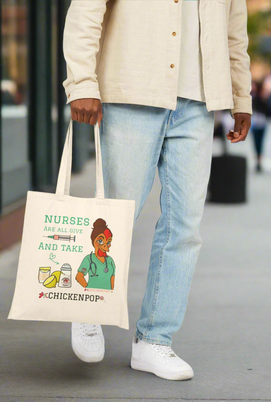 Nurse's Humor Tote Bag - Nurses Are All Give and Take  - Perfect Gift for Healthcare Workers, Nurse Appreciation, Everyday Use