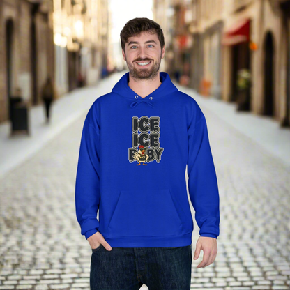 ICE ICE BABY Funny Chicken Hoodie – Retro Hip-Hop Pullover for Music Fans, Students & Cold-Weather Comedians