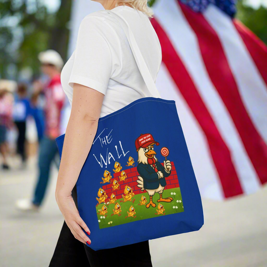 Another Chick Thru The Wall Tote Bag – Funny Political Chicken Graphic | Durable Eco-Friendly Canvas Shopper for Everyday Use