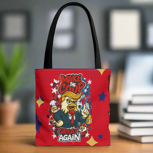 Make the Coop Great Again Tote Bag *RED*, Funny Tote Bag, Political Humor Bag, Gift for Movers and Shakers, Yellow Tote, Election Day Accessory