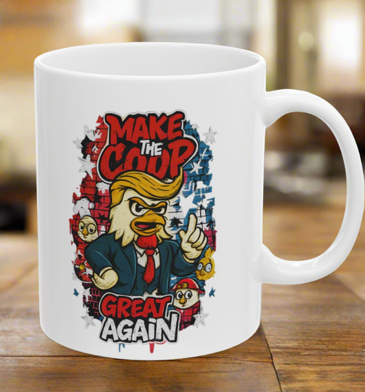 Make the Coop Great Again Ceramic Mug – Cock-a-Doodle-Don Edition