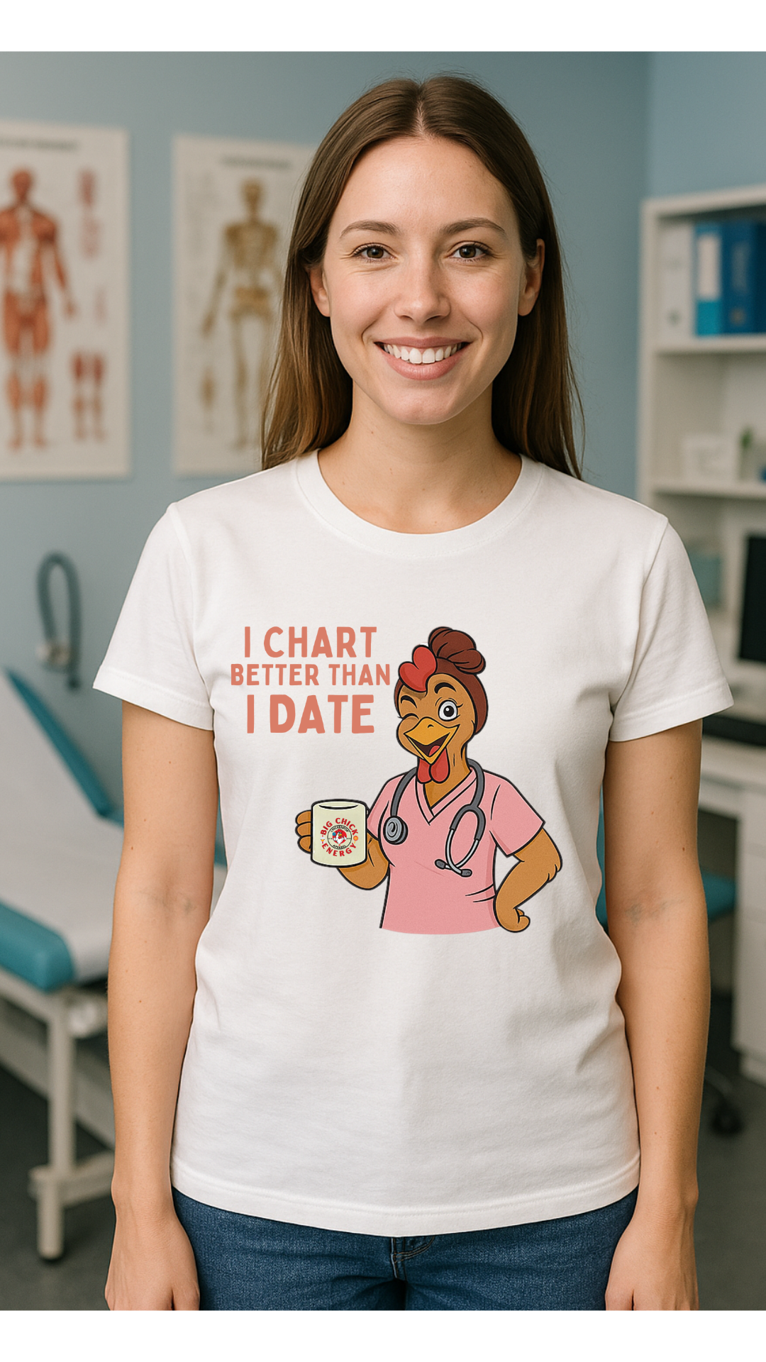 I Chart Better Than I Date Nurse Shirt | Funny Chicken RN Tee | Healthcare Worker Gift