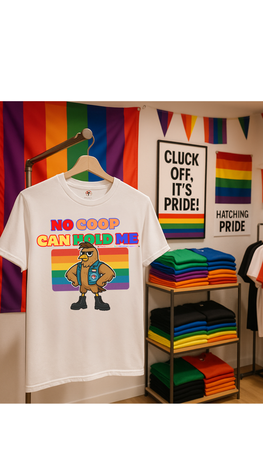 No Coop Can Hold Me – Theym Hen Unisex Pride Tee