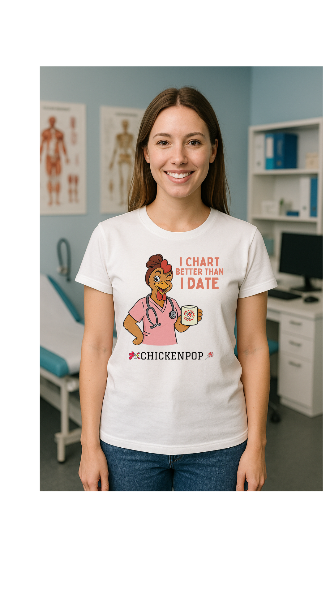 "I Chart Better Than I Date" Nurse Shirt | Funny Chicken RN Tee | Healthcare Worker Gift