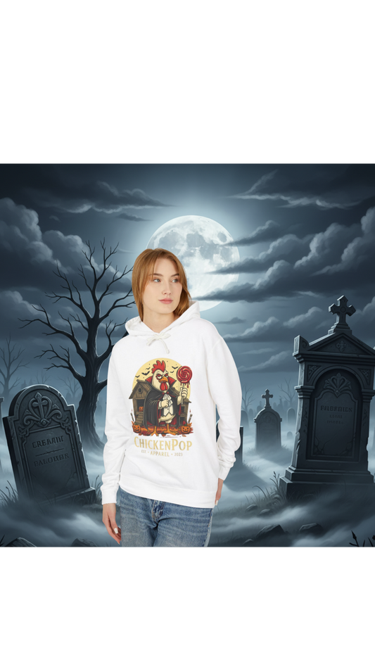 ChickenPop Vampire Rooster Halloween Hoodie Unisex w/o pouch. Perfect For Fall