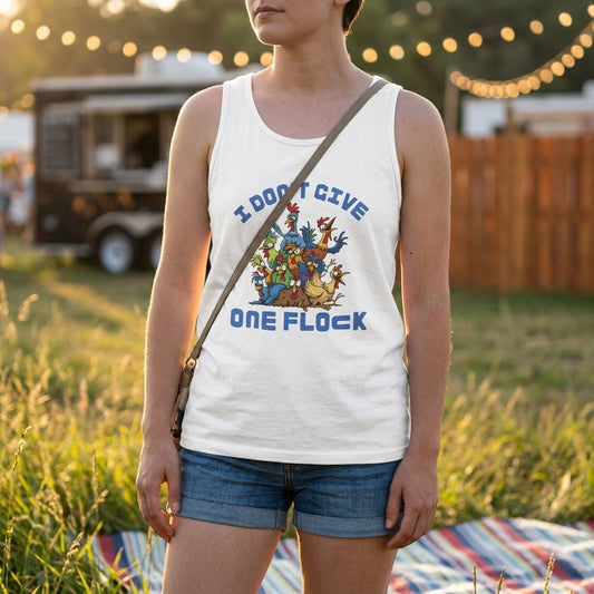 I Don’t Give One Flock Tank Top – Savage Chicken Graphic, Funny Unisex Summer Shirt, Big Chick Energy Tank