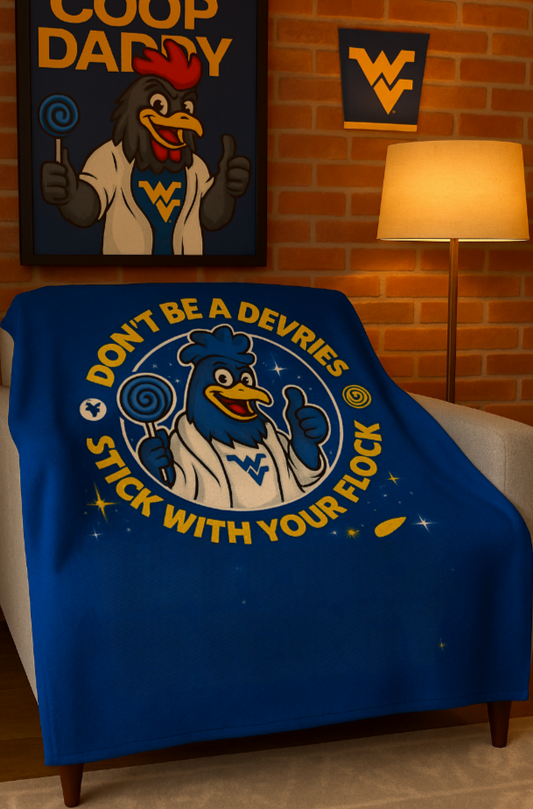 Don't Be A Devries Original Logo Velveteen Plush Blanket Royal Blue