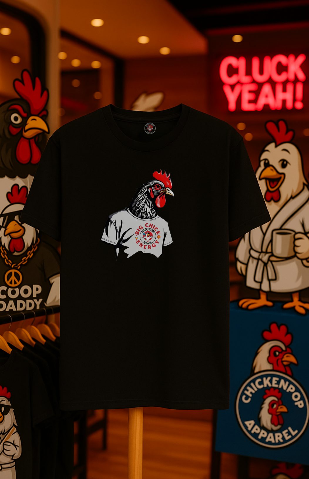 Big Chicken Energy Unisex Tee | Giant Rooster Shirt | Funny Graphic T-Shirt | ChickenPop Apparel Co.
