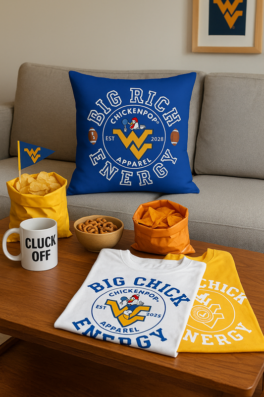 ChickenPop Big Rich Energy Spun Polyester Square Pillow Royal Blue