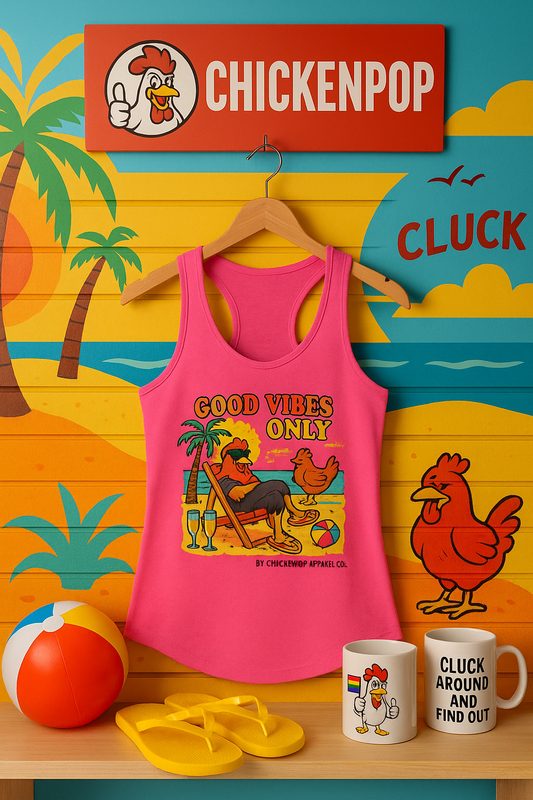 ☀️ Good Vibes Only Racerback Tank – by ChickenPop Apparel Co. 🐔🍹