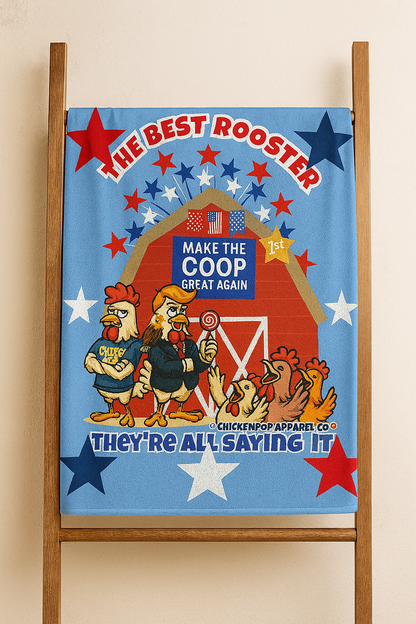 The Best Rooster Blanket – Make the Coop Great Again | Funny Chicken Throw Blanket for Adults – Cozy, Patriotic & Hilarious Gift