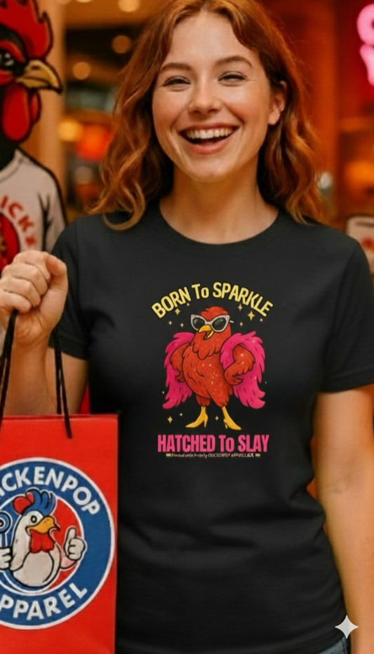 Pride LGBTQ Born to Sparkle Rooster T-Shirt — Hatched to Slay Graphic Tee