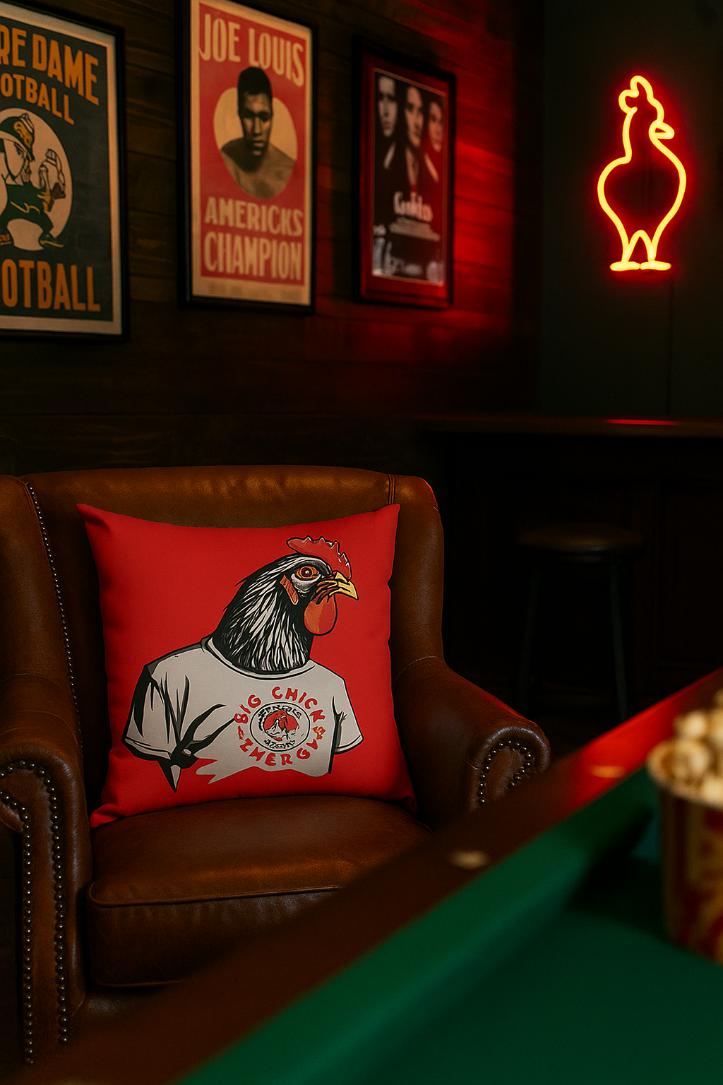 Big Chick Energy Giant Rooster Spun Polyester Square Pillow