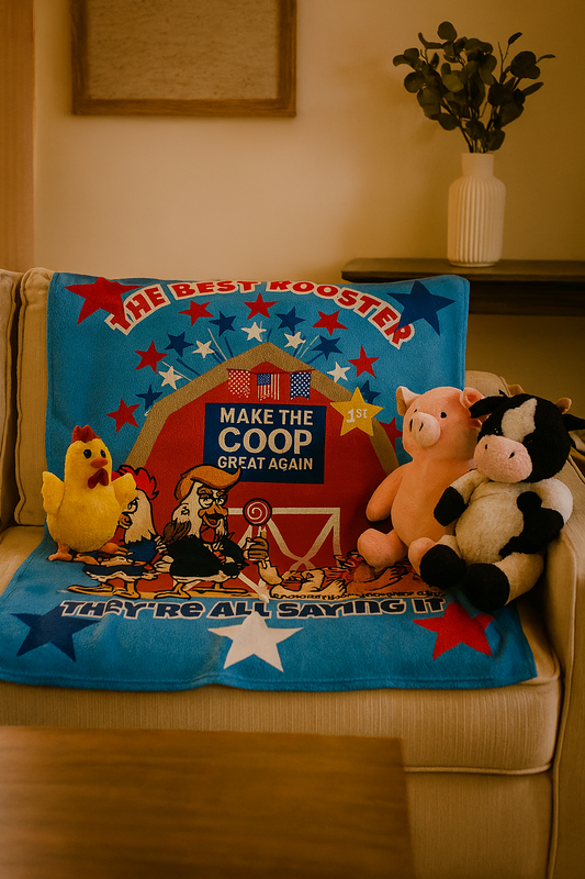 The Best Rooster Blanket – Make the Coop Great Again | Funny Chicken Throw Blanket for Adults – Cozy, Patriotic & Hilarious Gift