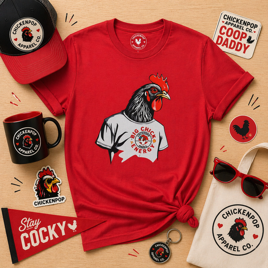 Big Chicken Energy Unisex Tee | Giant Rooster Shirt | Funny Graphic T-Shirt | ChickenPop Apparel Co.