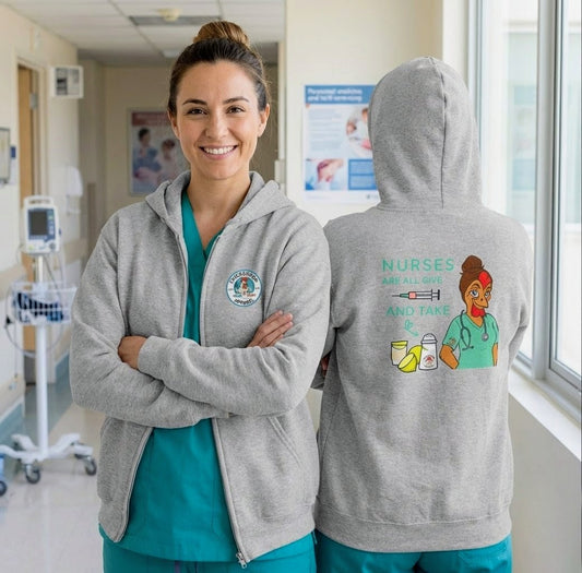 Code Sass™ Nurse Zip-Up Hoodie – Nurses Are All Give & Take Funny Nursing Hoodie | ChickenPop Apparel