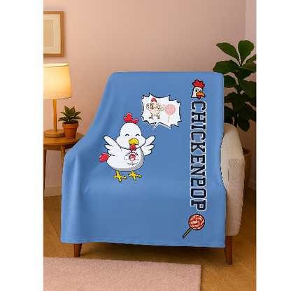 Dirty Mind Emoji Chick Velveteen Plush Blanket Carolina Blue