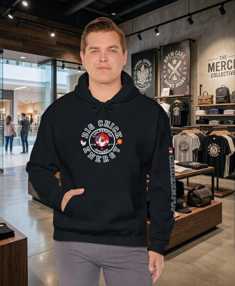 Big Chick Energy Unisex Hoodie — ChickenPop Apparel Logo Sweatshirt