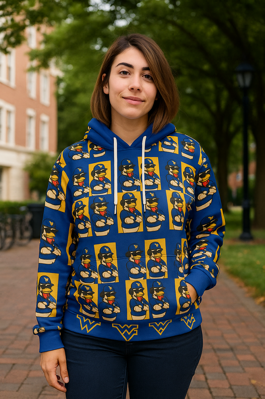 WV Big Rich Warhol Style Hoodie – Bold Blue & Gold Streetwear with Big Rich Print, Unisex Pullover