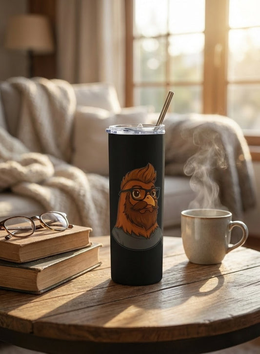 Get Clucked™ Custom Photo Chicken Tumbler – Personalized Cartoon Portrait 20 oz Stainless Steel Cup – Funny Valentine’s Gift for Couples & Friends