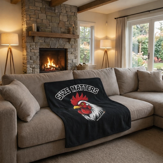 Size Matters Plush Blanket – Funny Chicken Throw Blanket | Cozy Velveteen Humor Gift